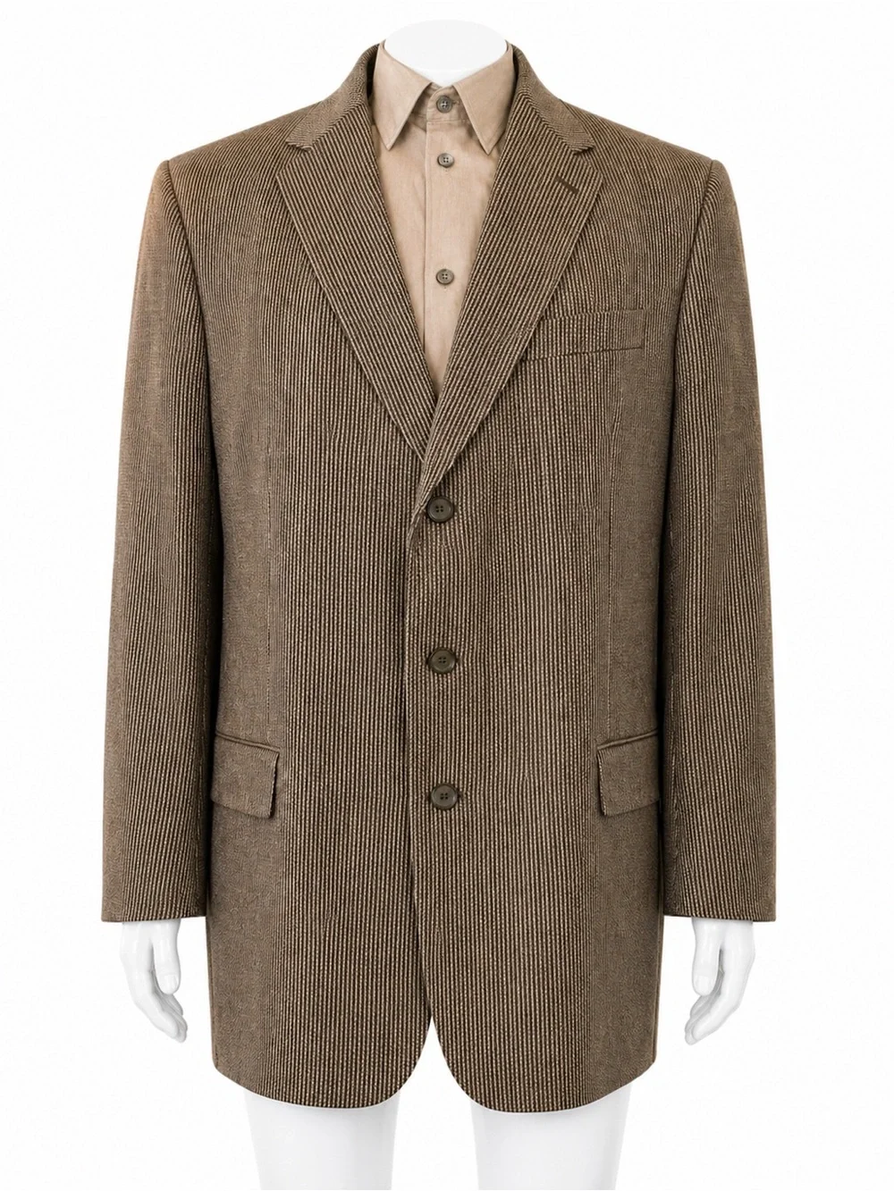 Tallia Uomo Tan Herringbone Blazer 44L Mens Sport Coat Jacket Classic Cotton